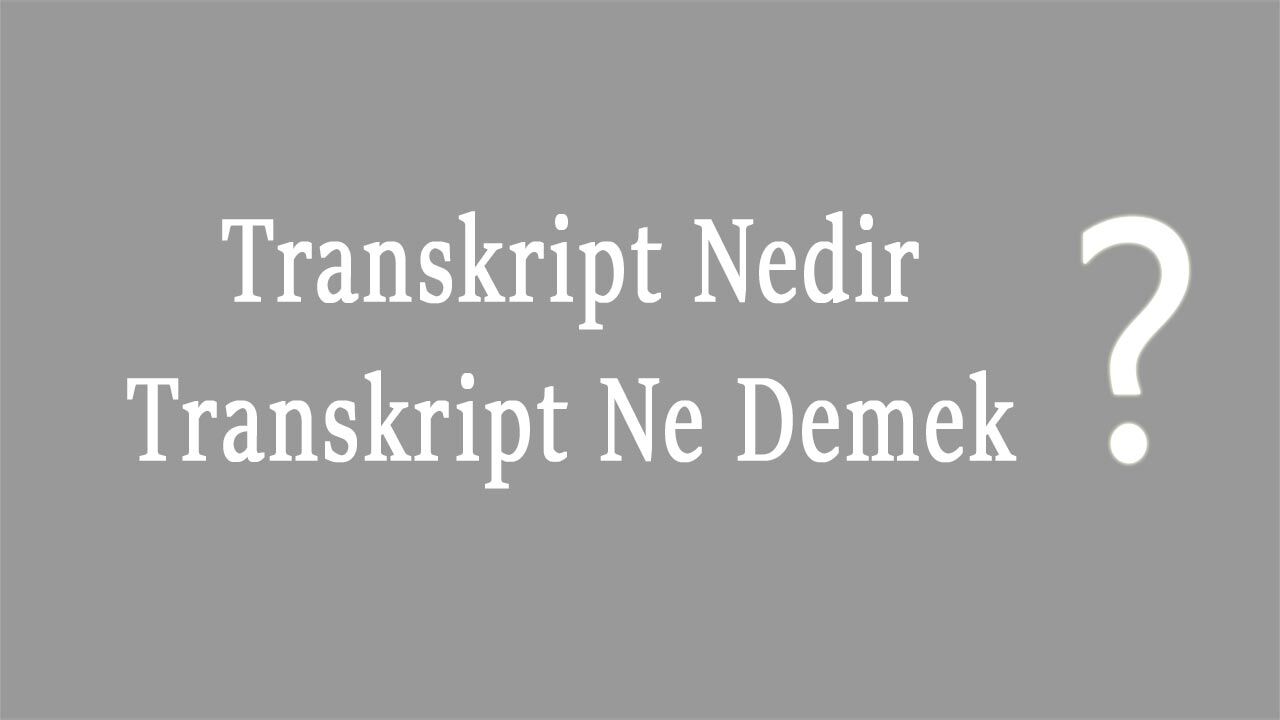 Transkript Nedir Transkript Ne Demek