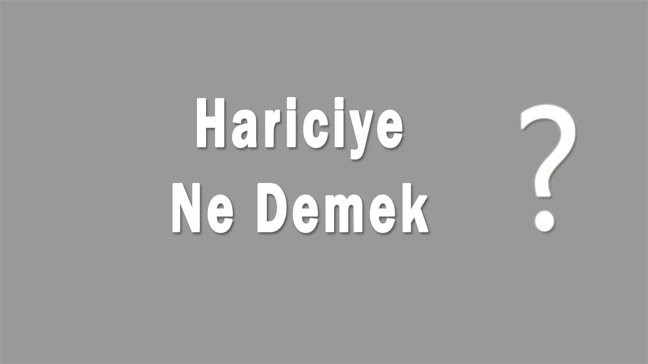 Hariciye Nedir Hariciye Ne Demek